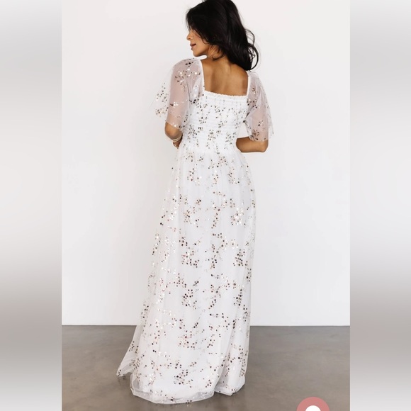 Baltic Born Cassandra Tulle Maxi Dress in Metallic White - Picture 2 of 6